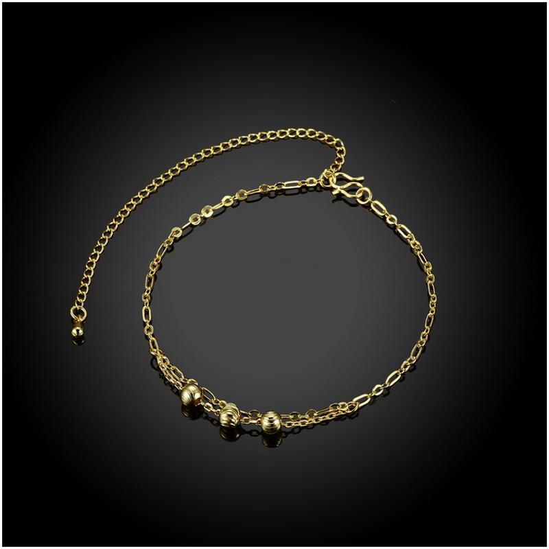 A041-A Women 18K yellow gold anklet jewelry 镀黄金色女脚链潮