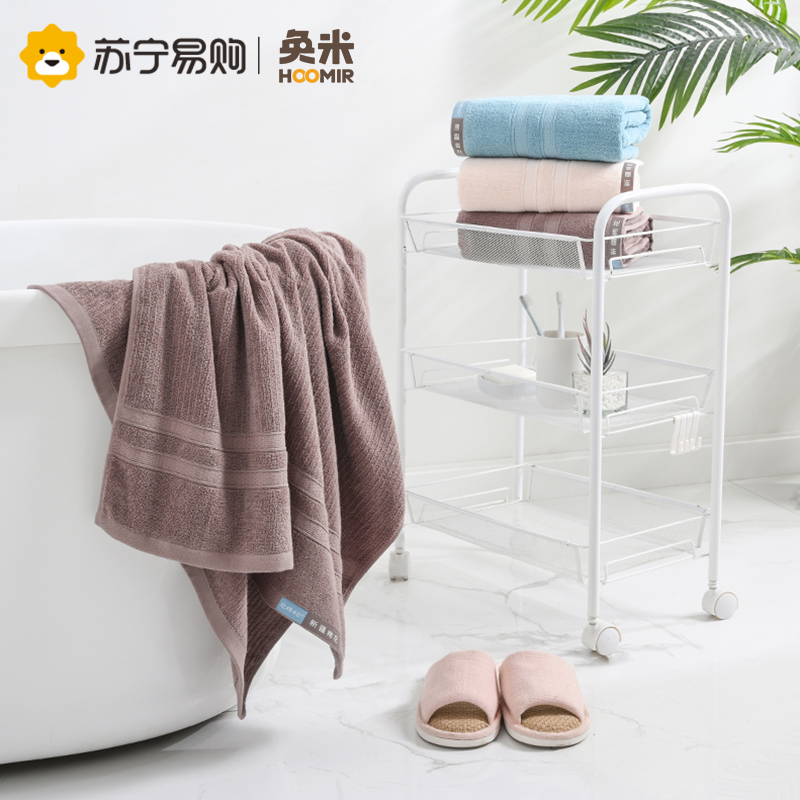 奂米纯棉浴巾 加大加厚全棉吸水瞬干不掉絮毛浴组合套巾成人洗澡家用814-2高清大图