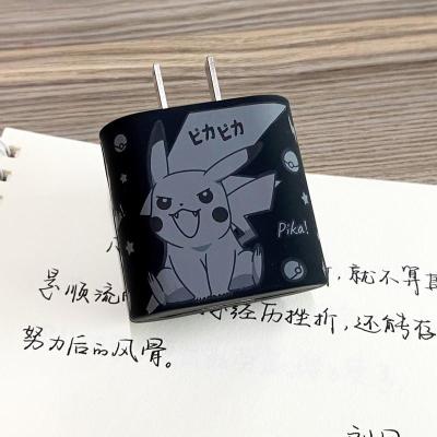 苹果充电器保护套可爱卡通硅胶套20WiPhone12数据线保护套防折断 苹果18w/20充电硅胶套[单个装] 黑色