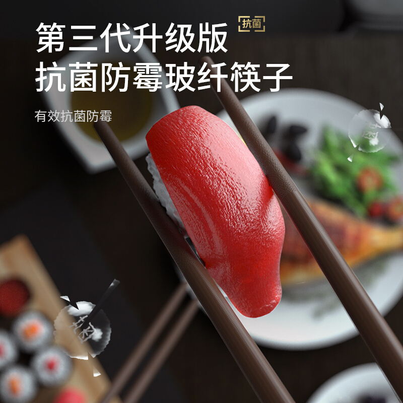 拾画 银离子抗菌合金筷 高档钛金设计防潮防滑筷子 不发霉耐高温家用餐具套装 10双装SH-6329