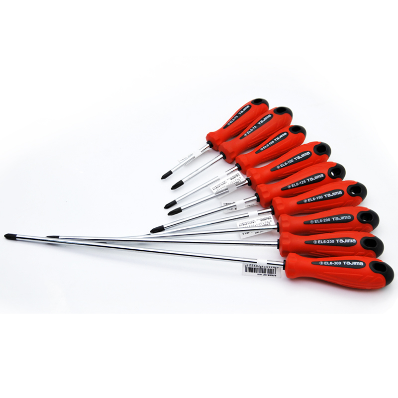 tajima日本田岛螺丝刀十字起子螺丝批头工具带磁强磁树脂手柄十字5x