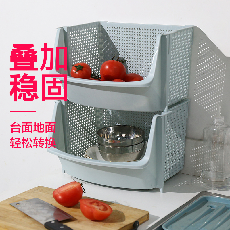 厨房蔬菜落地多层菜架子水果菜篮菜筐玩具零食收纳架收纳篮高清大图