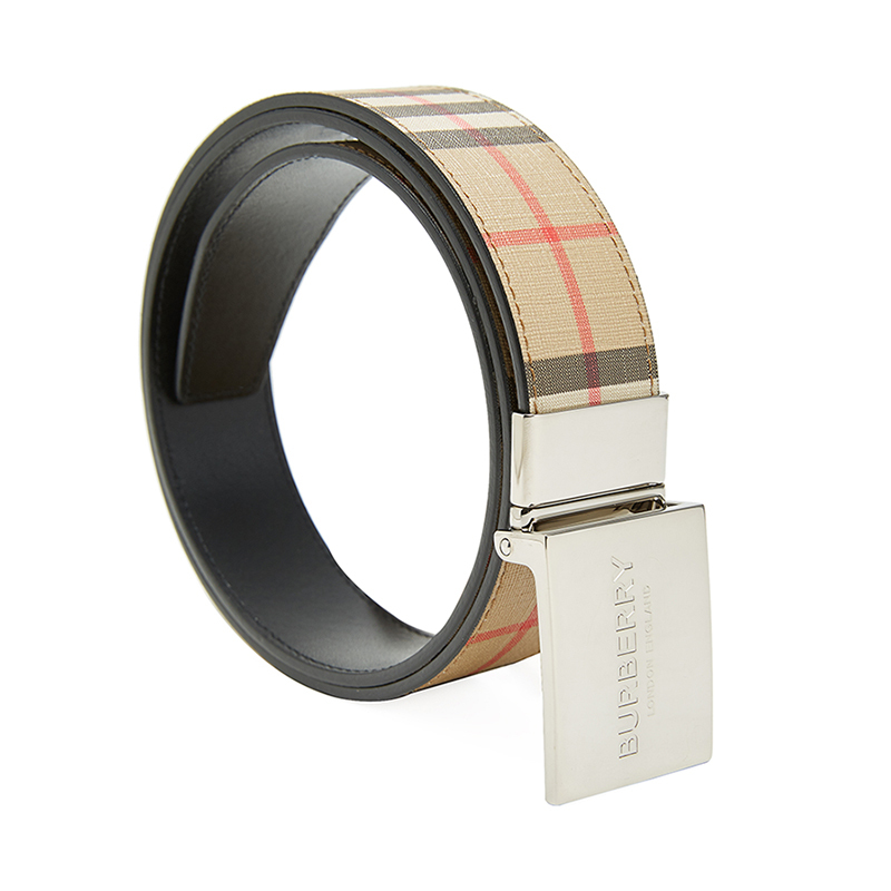 BURBERRY 巴宝莉2020新款 男士经典格纹双面徽标板扣皮带腰带95
