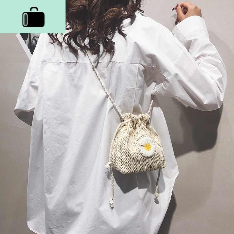 编包包女包2020新款夏天编织水桶包ins网红小雏菊单肩斜挎包潮NEW LAKE女士单肩包