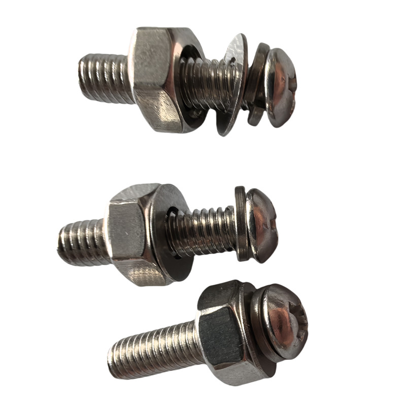 vzi 304不锈钢盘头螺丝平垫弹垫螺母组合 M3*20(100套) 包