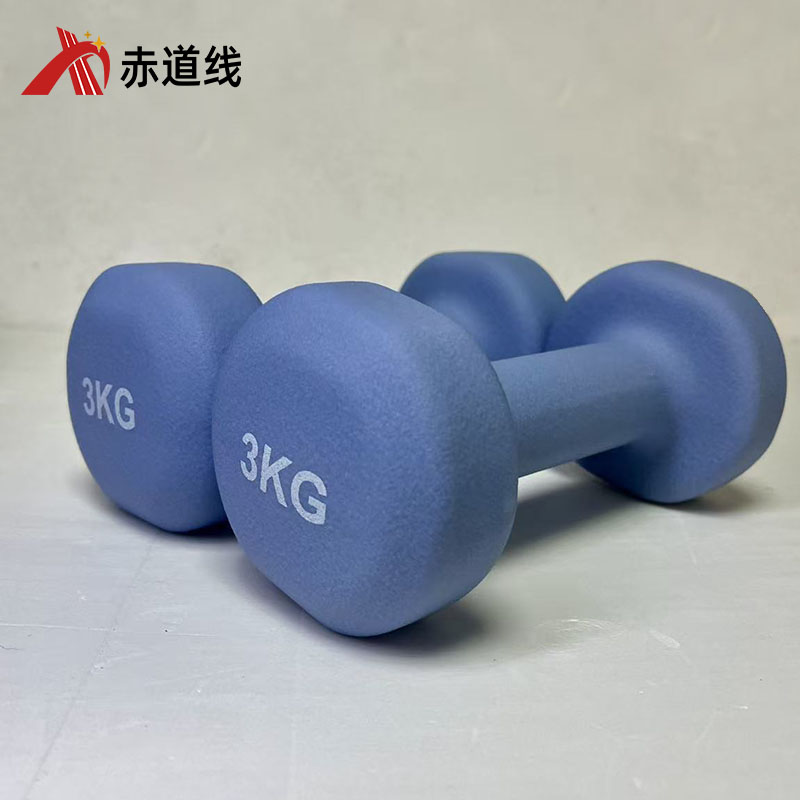 赤道线 浸塑哑铃健身锻炼哑铃男士运动力量训练3KG*2小哑铃 深兰 CDX-1024S-YLQ3高清大图