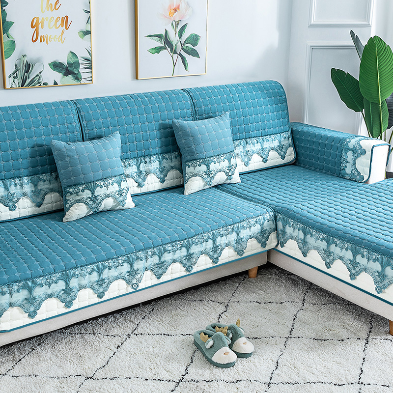 家柏饰(CORATED)四季通用防滑沙发垫坐垫子布艺全包萬能沙发套罩沙发盖布沙发巾 澜亭卡其 110*160cm高清大图