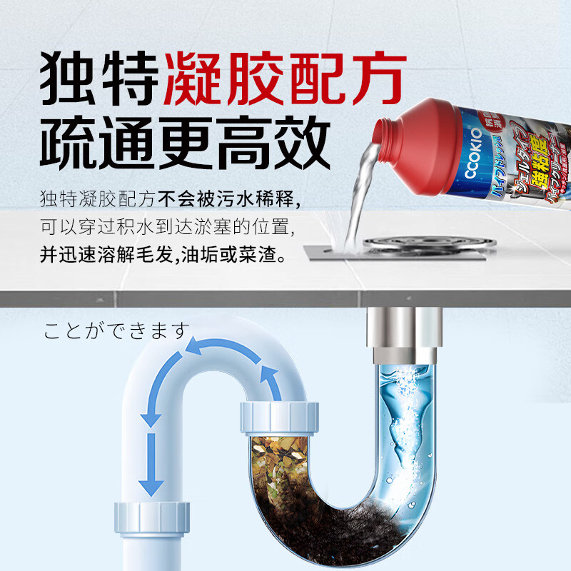CCOKIO日本CCOKIO管道疏通剂强力溶解堵塞厨房卫生间通用下水道油污神器 管道疏通剂 1kg 1瓶高清大图