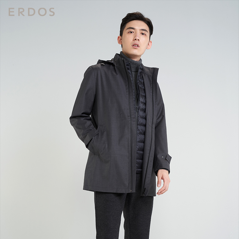 鄂尔多斯ERDOS 羊毛可拆卸男式羽绒服