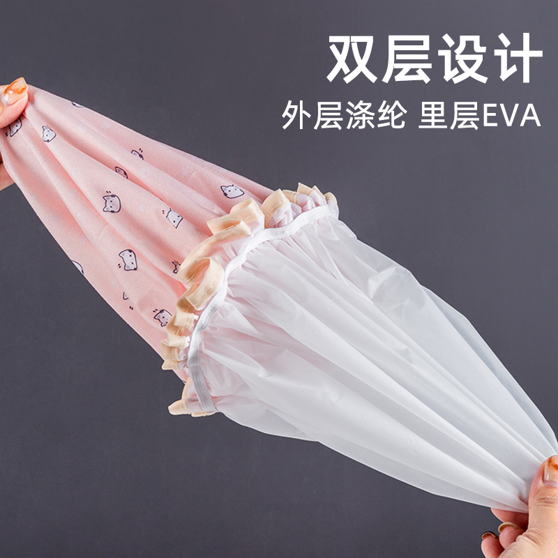 [补贴10%]双层浴帽女防水洗澡家用防油烟头套女童干发膜专用沐浴帽2024新款 [单独一个 无赠品]喵咪蓝高清大图