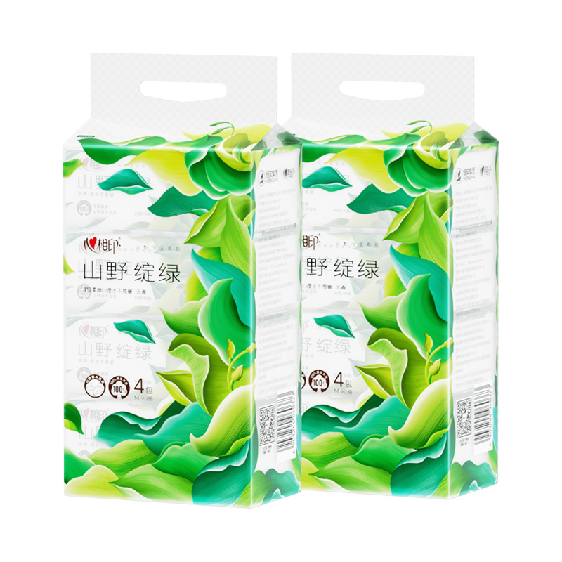 心相印向野而生高端软抽 无香4层90抽M码加大面巾纸4包2提DT43090(4包)-2T