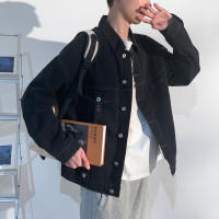 [1.5折价86元]唐狮男式外套牛仔外套男男装外套牛仔衣外套前胸印花牛仔外套男士外套