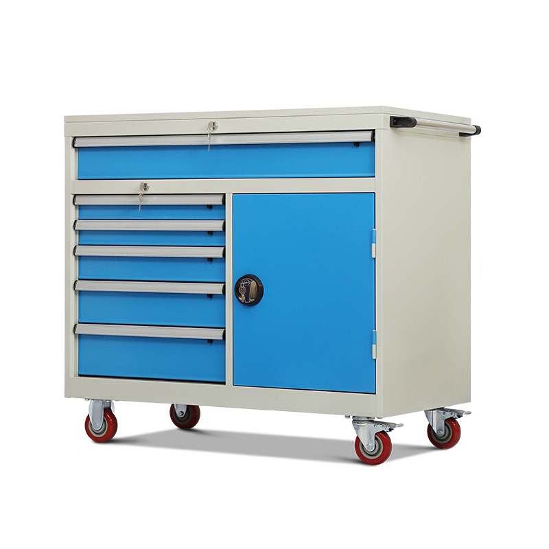 尔迈工具车维修车间移动手推车多功能零件车左5抽上通抽无挂板