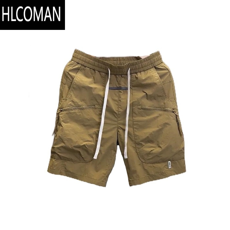 HLCOMAN2025夏季工装纯色五分休闲裤男士速干透气运动短裤拉链口袋沙滩裤