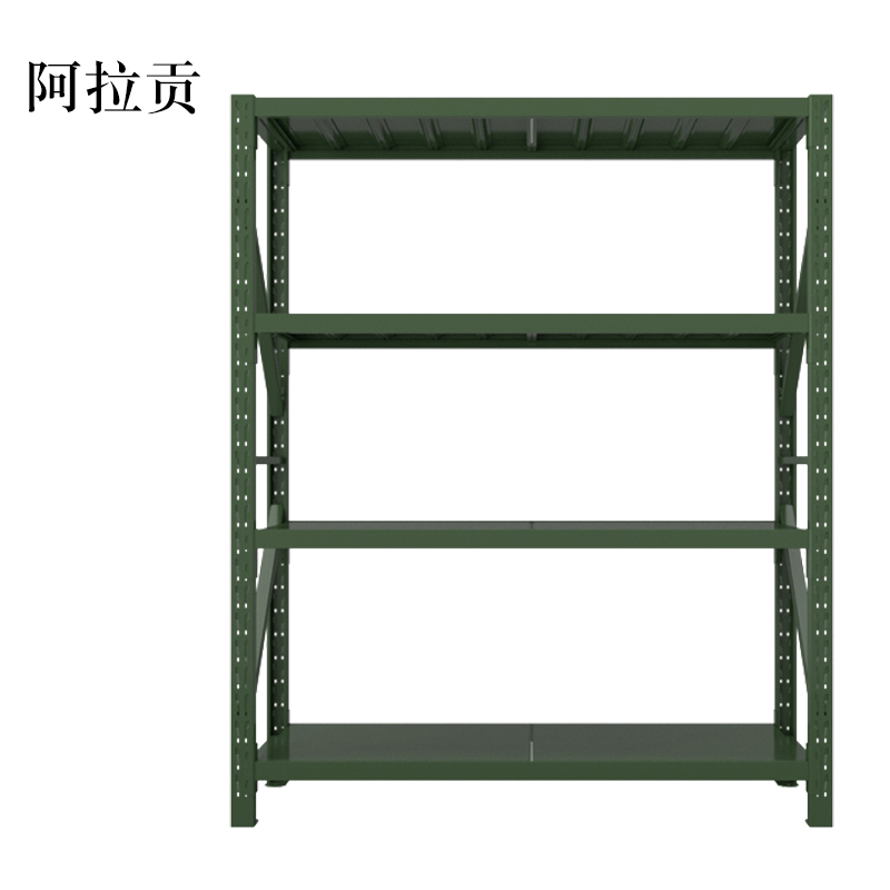 阿拉贡消防铁锹镐农具摆放架安保装备器材存放架军绿色拆装盾牌货架1.5米长存放架1500*600*2000