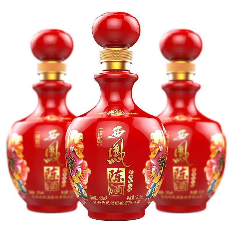 西凤酒52度陈酒精酿500ml*6白酒整箱浓香型 婚宴喜庆用酒