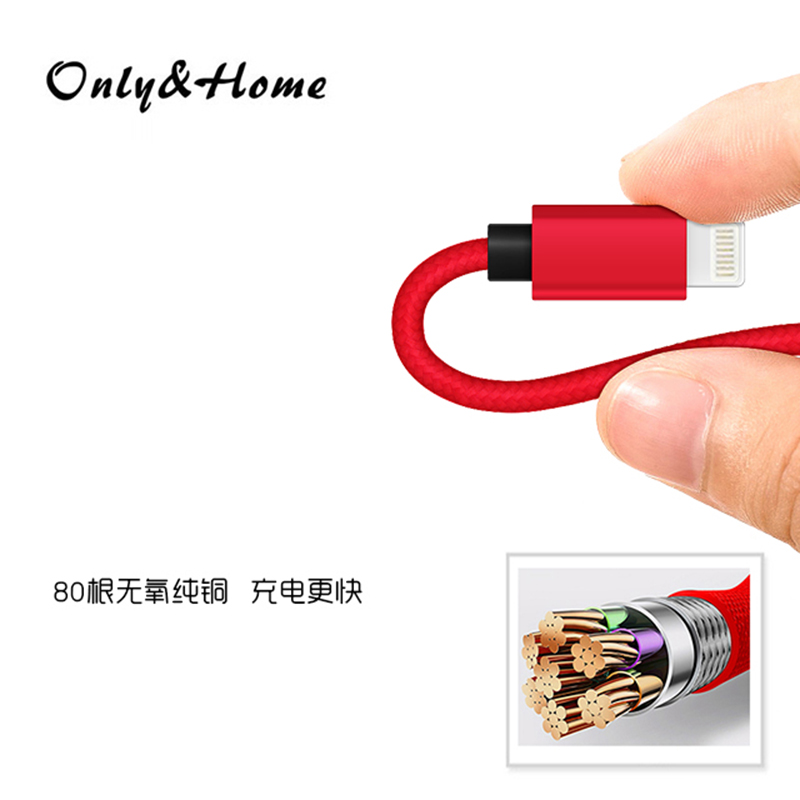 Only&Home一拖三布艺快充数据线KL-YTS04高清大图