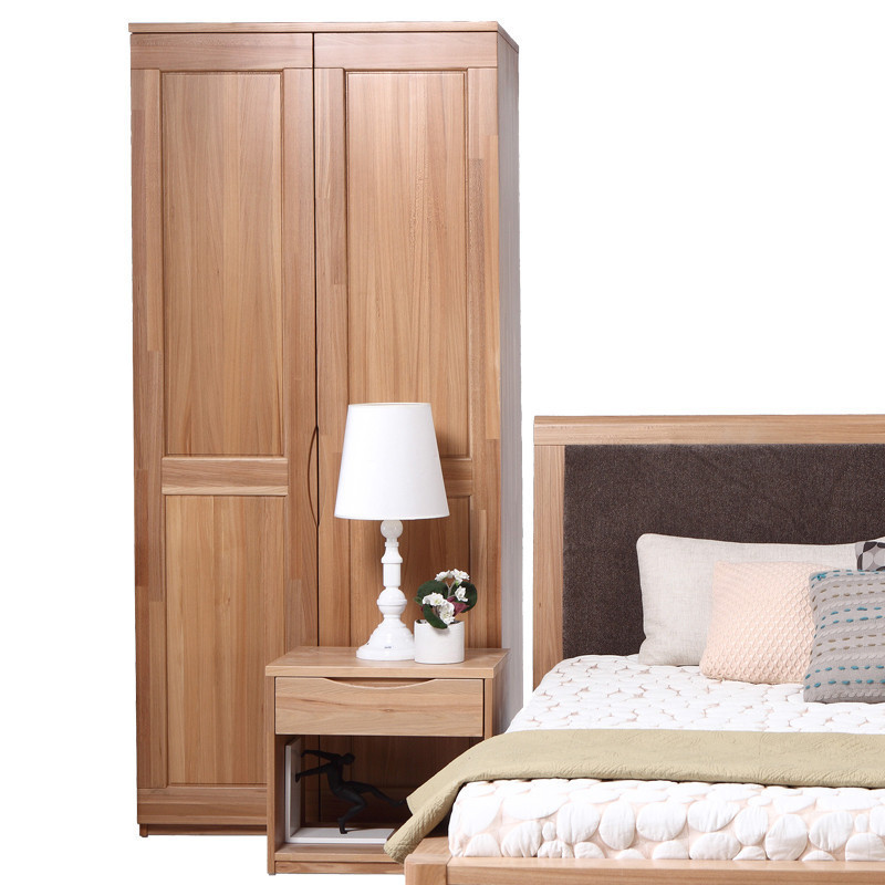 qm曲美家居实木双门衣柜进口榆储物柜北欧简约现代古诺凡希木质卧室