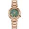 西铁城(CITIZEN)女士石英表玫瑰金不锈钢表带30mm绿面镶钻防水生态驱动手表