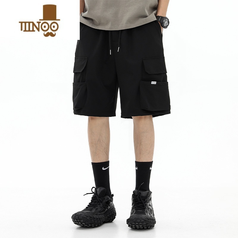 YANXU潮牌高街vibe风口袋装饰黑色休闲短裤男夏季美式宽松工装五分裤子高清大图