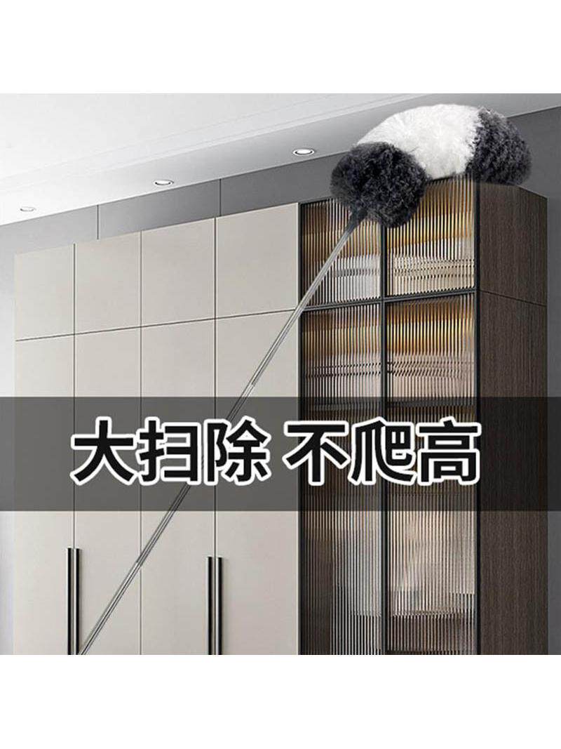 鸡毛禅子毯子除尘家用扫灰可伸缩2.4米自由伸缩灰白+1个灰白掸子头高清大图