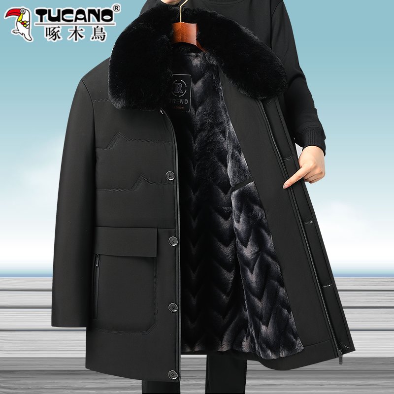 啄木鸟爸爸冬季外套加绒加厚羽绒棉服爷爷保暖棉袄中老年棉衣冬冬高清大图