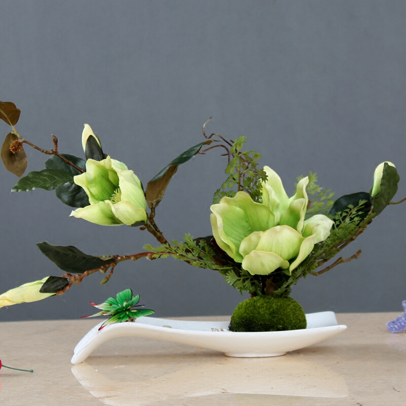 18新款新中式古典花艺套装仿真花玉兰假花客厅茶几酒店茶馆摆设花艺