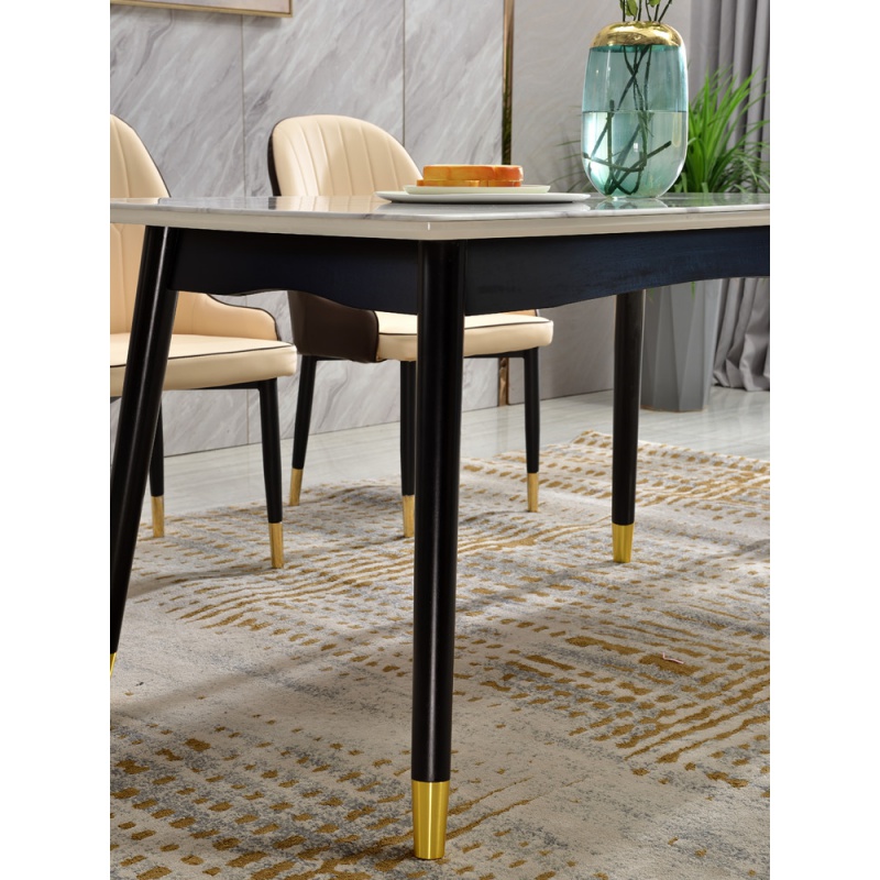 汐岩轻奢实木桌椅组合北欧大理石家用餐桌简约现代小户型长方形饭桌子高清大图