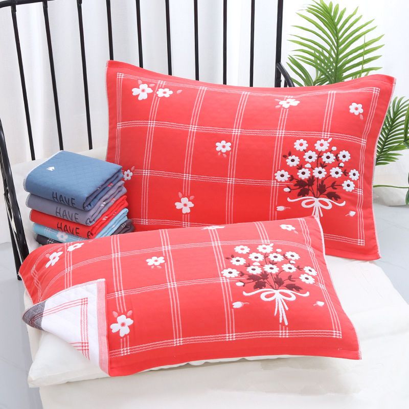 纯棉加厚纱布枕巾学生高档不掉毛不掉色提花成人情侣毛巾枕巾清仓