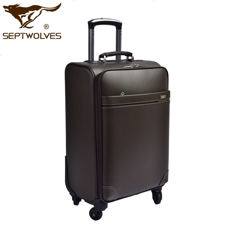 七匹狼拉杆箱男万向轮行李箱男旅行箱皮箱商务出差登机箱20寸24寸