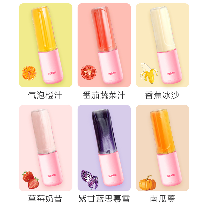 苏泊尔(SUPOR)榨汁机料理机 迷你小型便携式健康食品级随行杯 家用多功能果汁机随身杯 粉色TJE11B