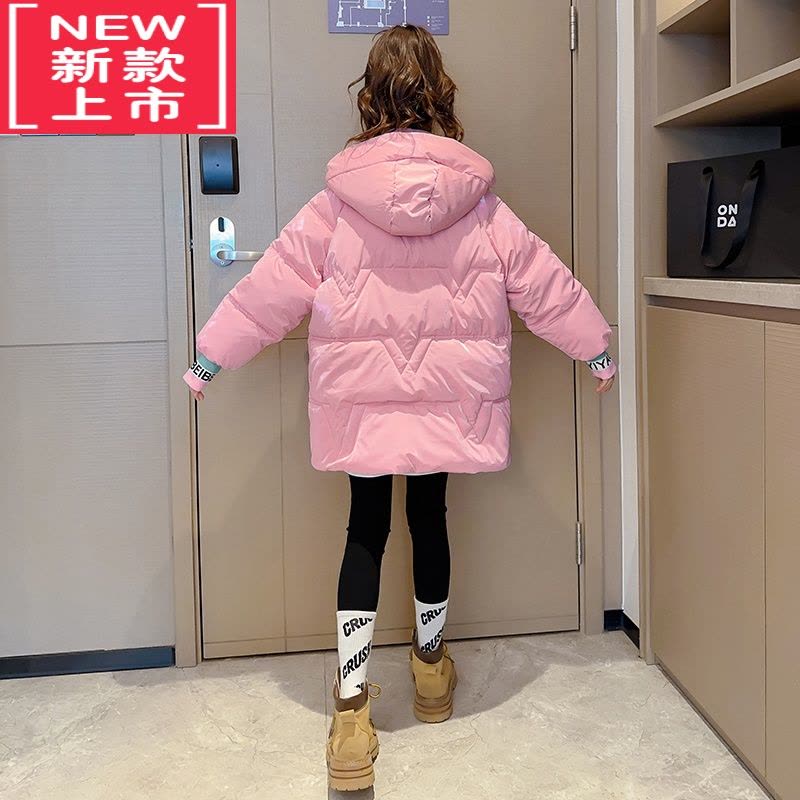 可莉允女童棉服儿童亮面免洗羽绒棉衣2022新款冬装洋气大童中长款棉袄潮图片