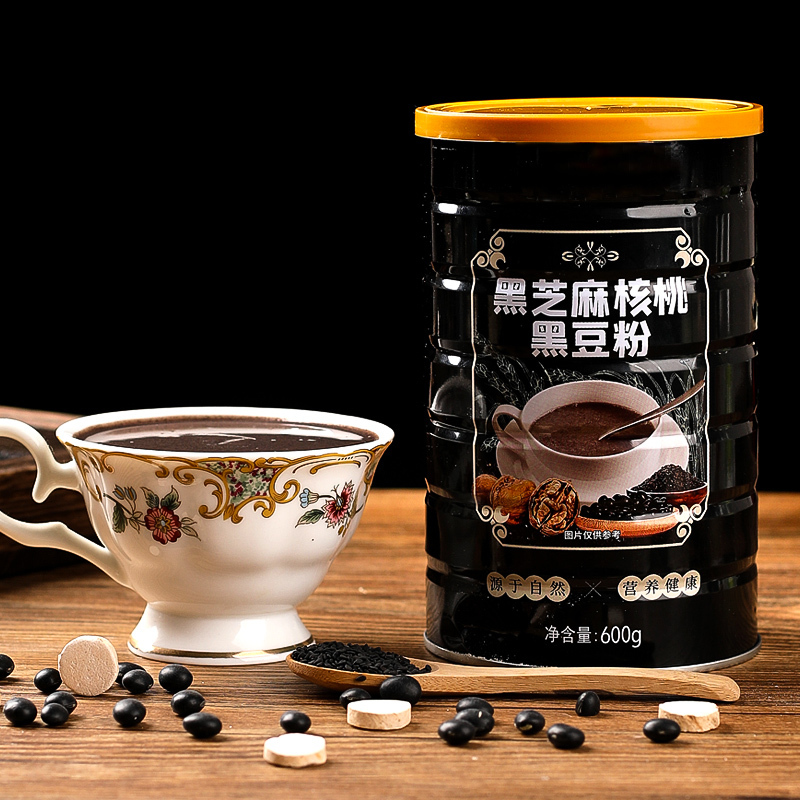 黑芝麻核桃桑葚黑豆粉即食代餐粥营养早餐食品黑芝麻糊五谷杂粮粉600g