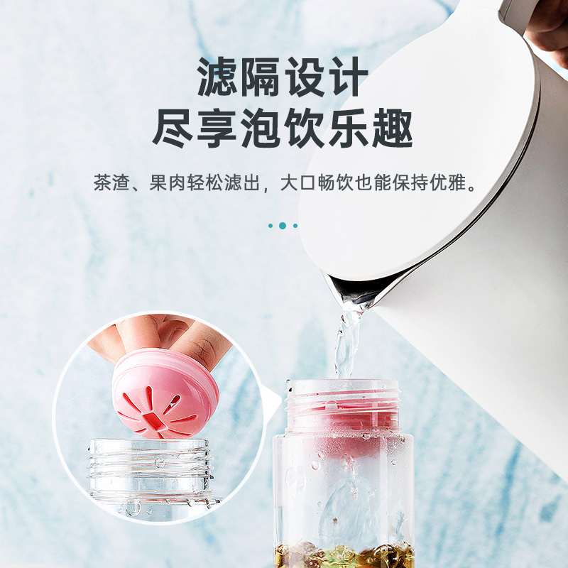 茶花水杯清新森系可爱儿童学生防摔tritan运动水杯男女塑料杯大容量便携随手杯