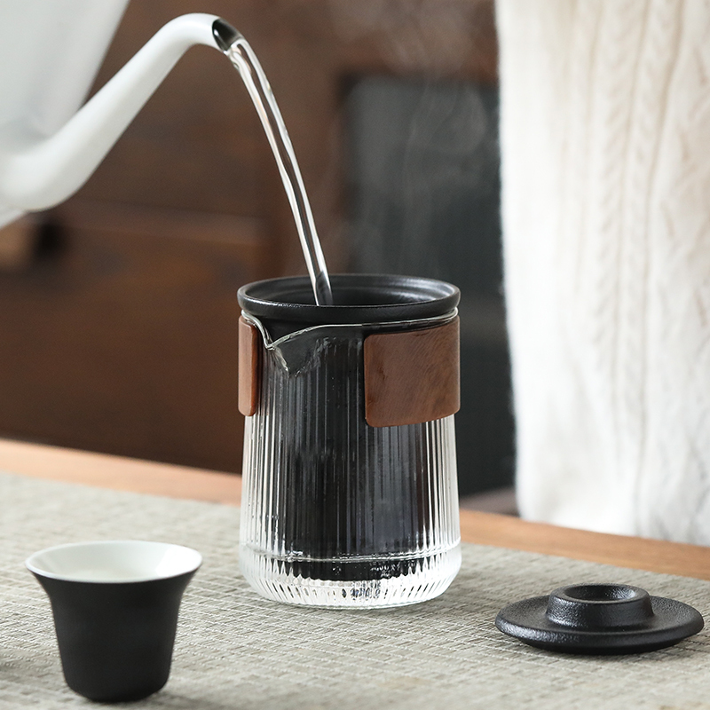 苏氏陶瓷(SUSHI CERAMICS)旅行茶具套装 经纬禅黑便捷功夫茶具 快客杯玻璃公杯陶瓷茶杯带便携包高清大图
