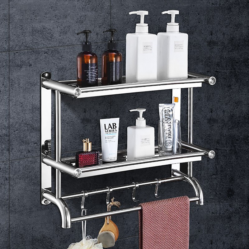 Micoe四季沐歌卫浴厕所卫生间浴室置物架不锈钢壁挂架洗手间收纳架卫浴挂件免打孔 打孔两用毛巾架报价 参数 图片 视频 怎么样 问答 苏宁易购