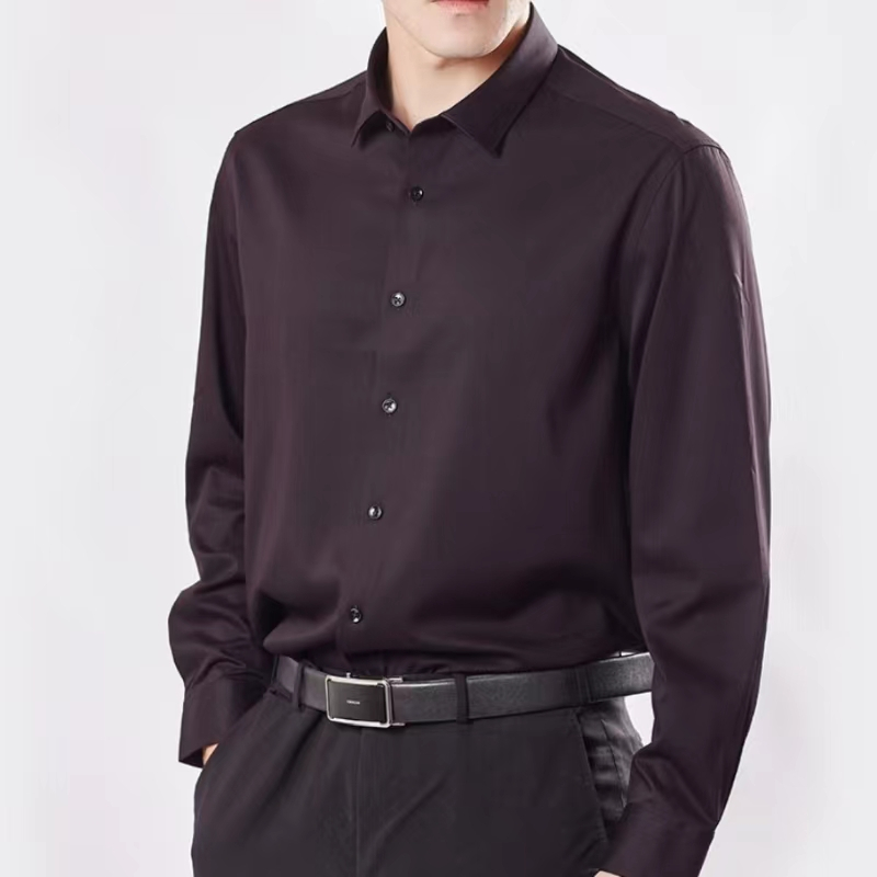 希努尔男装高端纯色衬衣三防时尚职业长袖商务衬衫