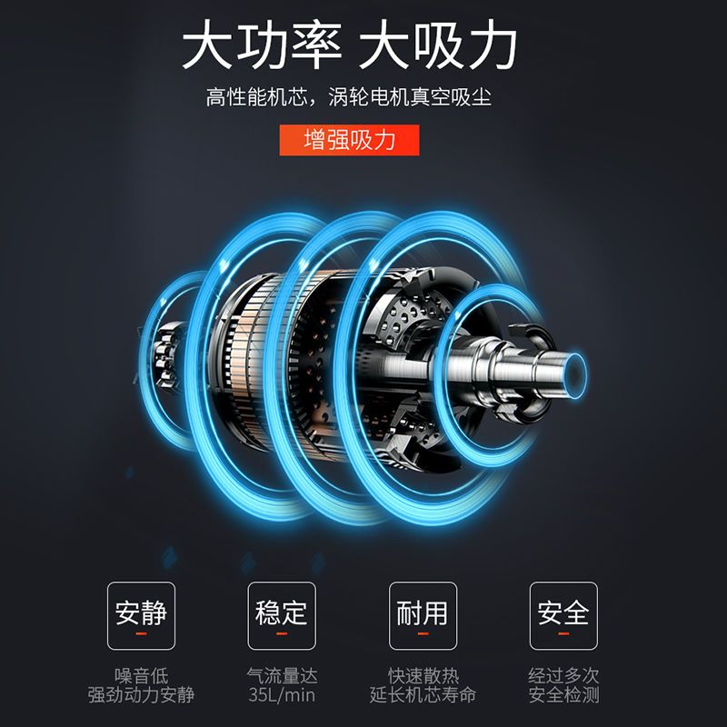 [抖音同款]车载吸尘器120W超强吸力车用吸尘器12V汽车吸尘器 四代黑色[金刚款]软管+2吸嘴+毛刷