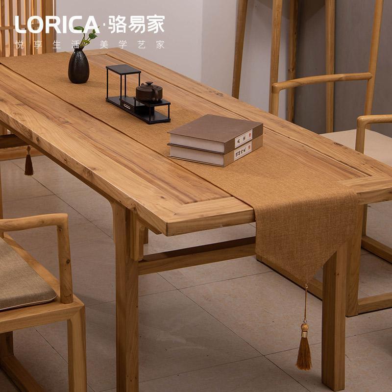新中式桌旗禅意色棉麻茶几餐桌布日式长条北欧现代简约五斗柜布 平织-卡其 33*330cm(适用桌长2.7米-2.9米)高清大图