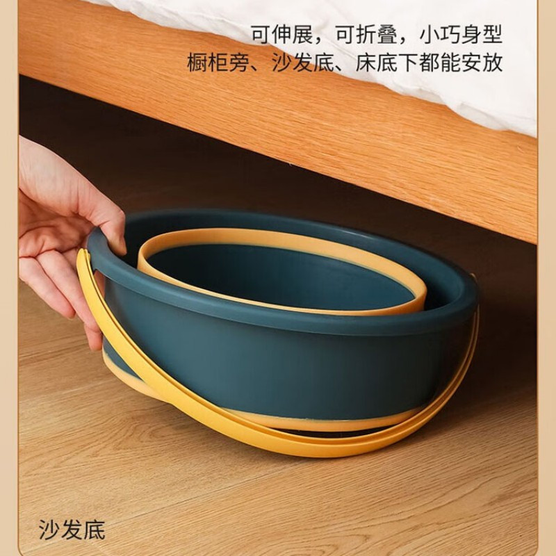 达昭折叠桶水桶车载户外钓鱼桶洗澡泡 脚盆大小号旅行洗车桶家用宿舍 折叠款-小号[深蓝5L]可装10斤高清大图