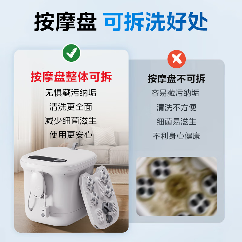 美的(Midea)泡脚桶 足浴盆加热盆高深桶可拆洗自动按摩盘泡脚桶过膝MK-AJ0202高清大图
