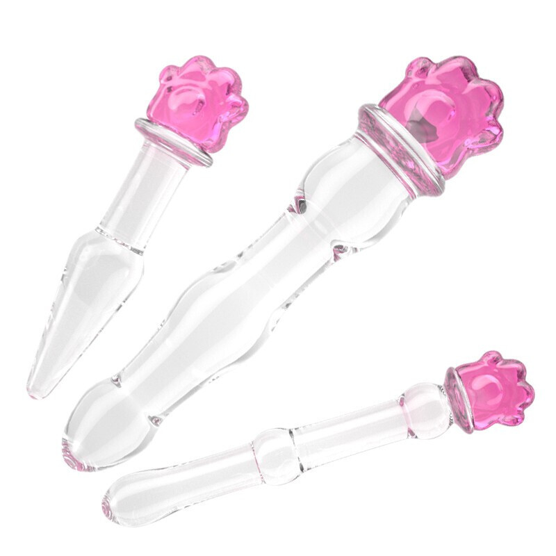 久爱 喵喵棒 玻璃肛塞 男女通用后庭刺激玻璃棒快感 女用自嗨玩成人情趣性用 颗粒大+颗粒小+大喵+小喵+小小喵/五款组合