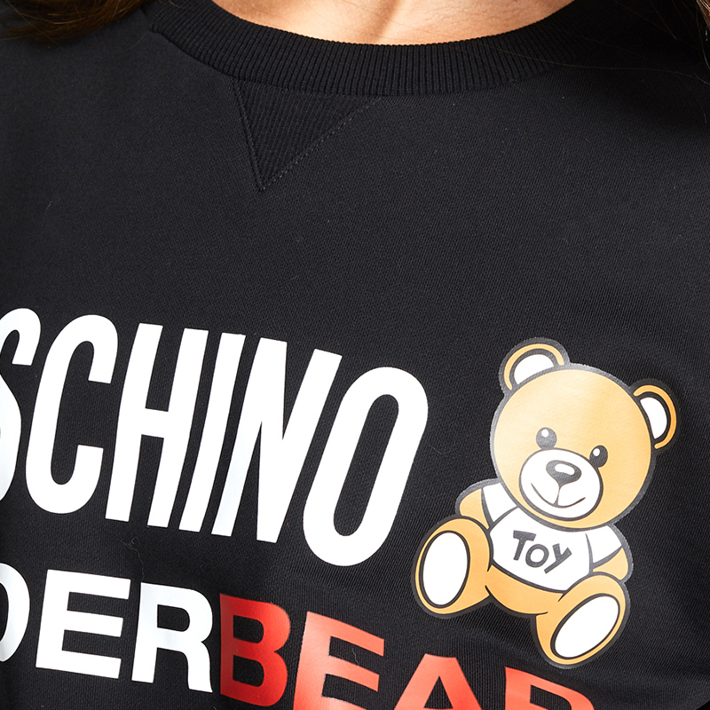 香港直邮 MOSCHINO莫斯奇诺 UNDERBEAR印花长袖圆领套头加绒卫衣女士