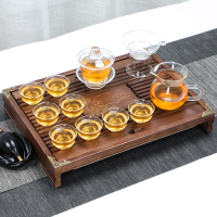 苏氏陶瓷整套玻璃茶具套装家用实木茶盘托盘茶道茶海茶台功夫茶具