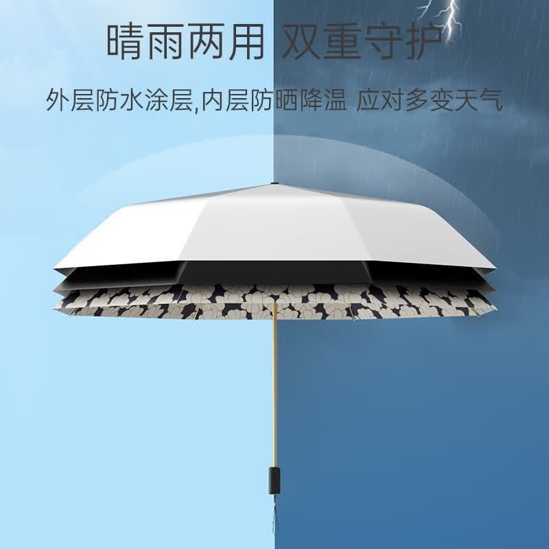 左都 ZD182太阳伞三折8k手动双层数码钛银 清秋晚菊-三折加大防晒高清大图