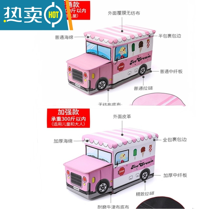敬平玩具收纳箱车宝宝储物箱家用可坐收纳凳盒整理折叠儿童卡通收纳筐