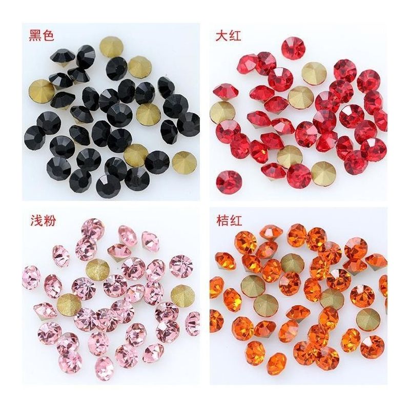 国贸a钻白色玻璃尖底水钻diy美甲饰品配件仿捷克圆形尖底水钻|ss102.8mm1440颗 白色