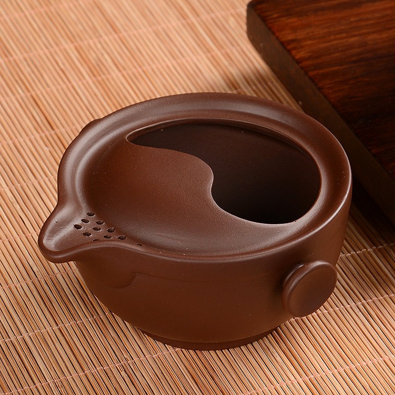 尚帝(shangdi)紫砂快客杯一壶一杯套装紫砂茶具便携旅行功夫茶壶茶杯主人杯组合 原矿云卷朱泥快客杯