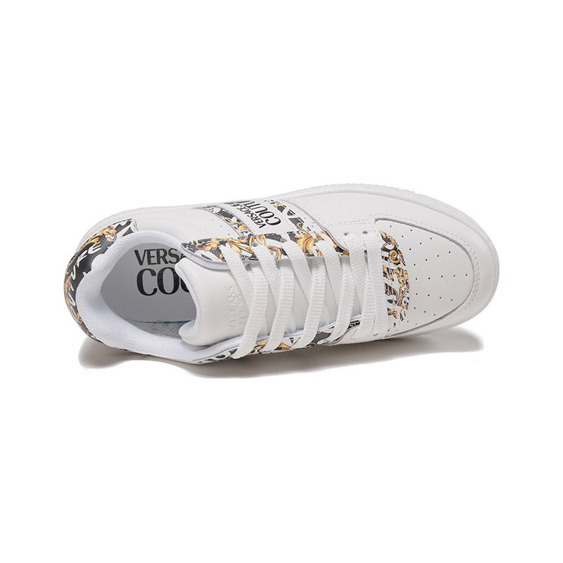 范思哲versacejeanscouture女士皮革系带休闲运动鞋板鞋小白鞋73va3sj