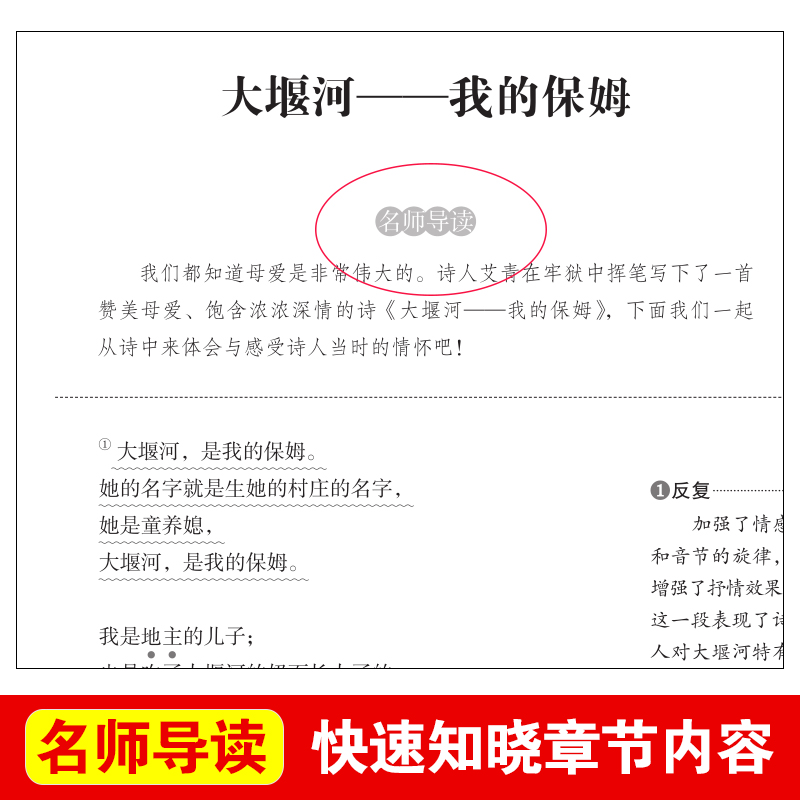 [正版]爱阅读 艾青诗选 原著 九年级名著 初中生阅读课外书籍经典读物青少年无障碍精读本完整版高清大图
